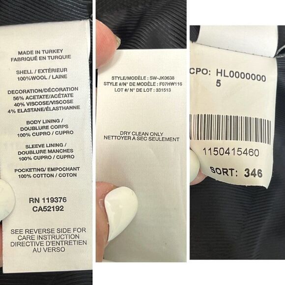 Helmut Lang Women's Black Peak Lapel Blazer Jacket Size 10 Button Lined - Picture 4 of 16